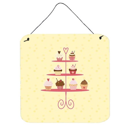 Carolines Treasures 3 Tier Cupcakes on Yellow Wall or Door Hanging Prints BB7289DS66